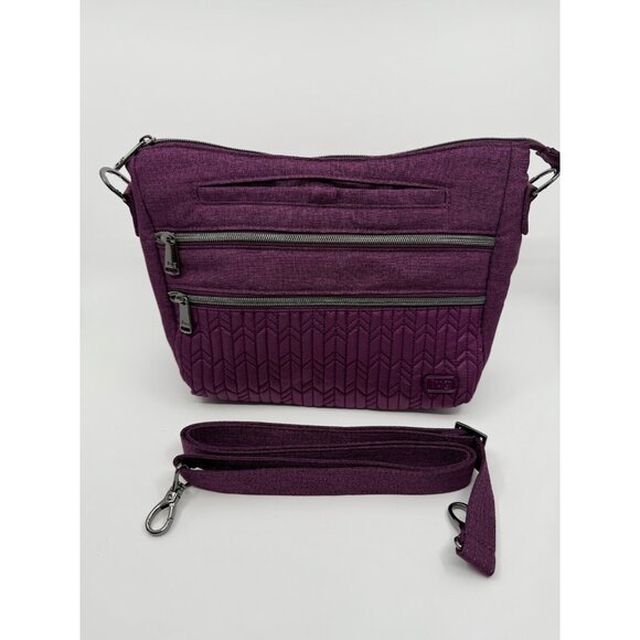 Lug‎ Womens Purple Slider Crossbody Purse Nylon Travel Medium Handbag Quilted - Picture 1 of 10